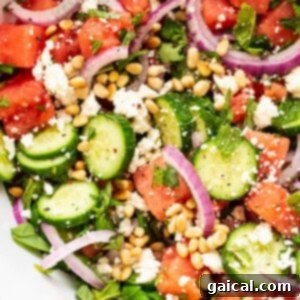 bowl of watermelon salad.