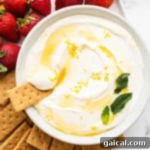 A delicious Greek yogurt fruit dip in a small bowl, ready to be served.