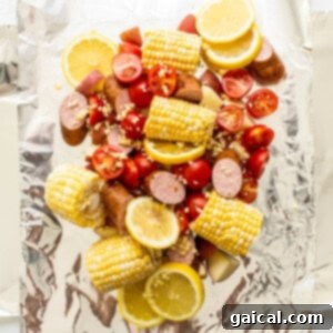 Zesty Shrimp Grill Parcels 10 Raw ingredients in foil.