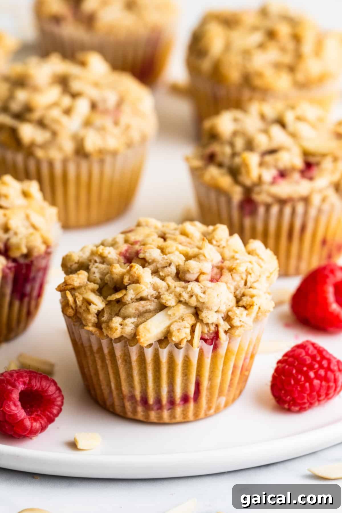 Bursting Raspberry Muffins 2 Freshly baked raspberry muffins cooling on a wire rack on a kitchen counter, showcasing their golden streusel topping and vibrant berry peek-throughs.
