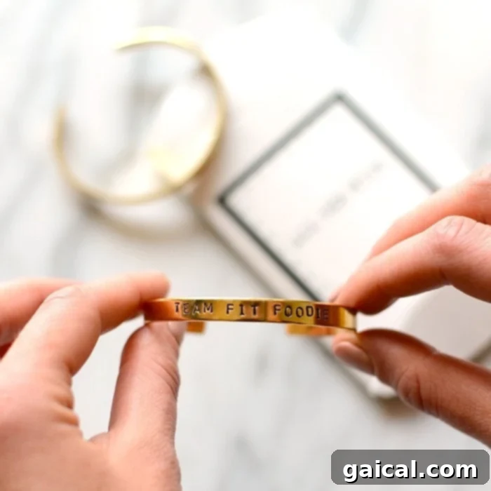 Hand stamped All the Wire Metal Plate Bracelet - Team Fit Foodie