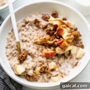 A vibrant and appetizing image of apple cinnamon oatmeal, ready for serving.