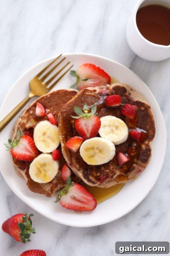 Streamlined Morning Meals 7 Strawberry pancakes on a plate