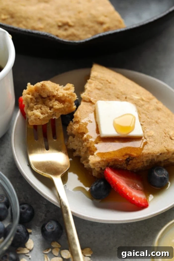 Applesauce Skillet Pancake Cake: Easy & Healthy Breakfast Skillet pancake cake with syrup