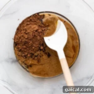 Ingredients for freezer fudge in a bowl after mixing.