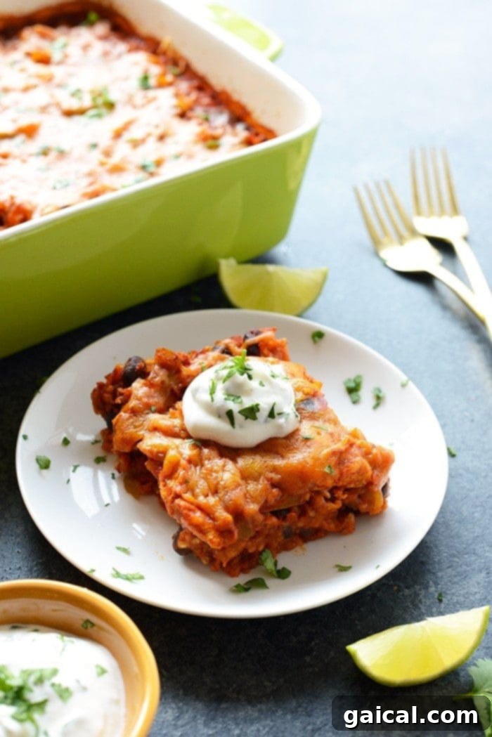 In just 60 minutes you can make this healthy chicken enchilada casserole that's packed with lean chicken, beans, tons of veggies, and brown rice. Throw everything into a casserole dish uncooked (that's right...UNCOOKED) and you've got yourself dinner for the entire family.