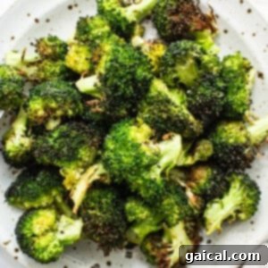 Crispy Air fryer broccoli, ready to be served.