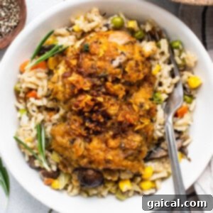 Chicken pot pie skillet in a square image thumbnail.