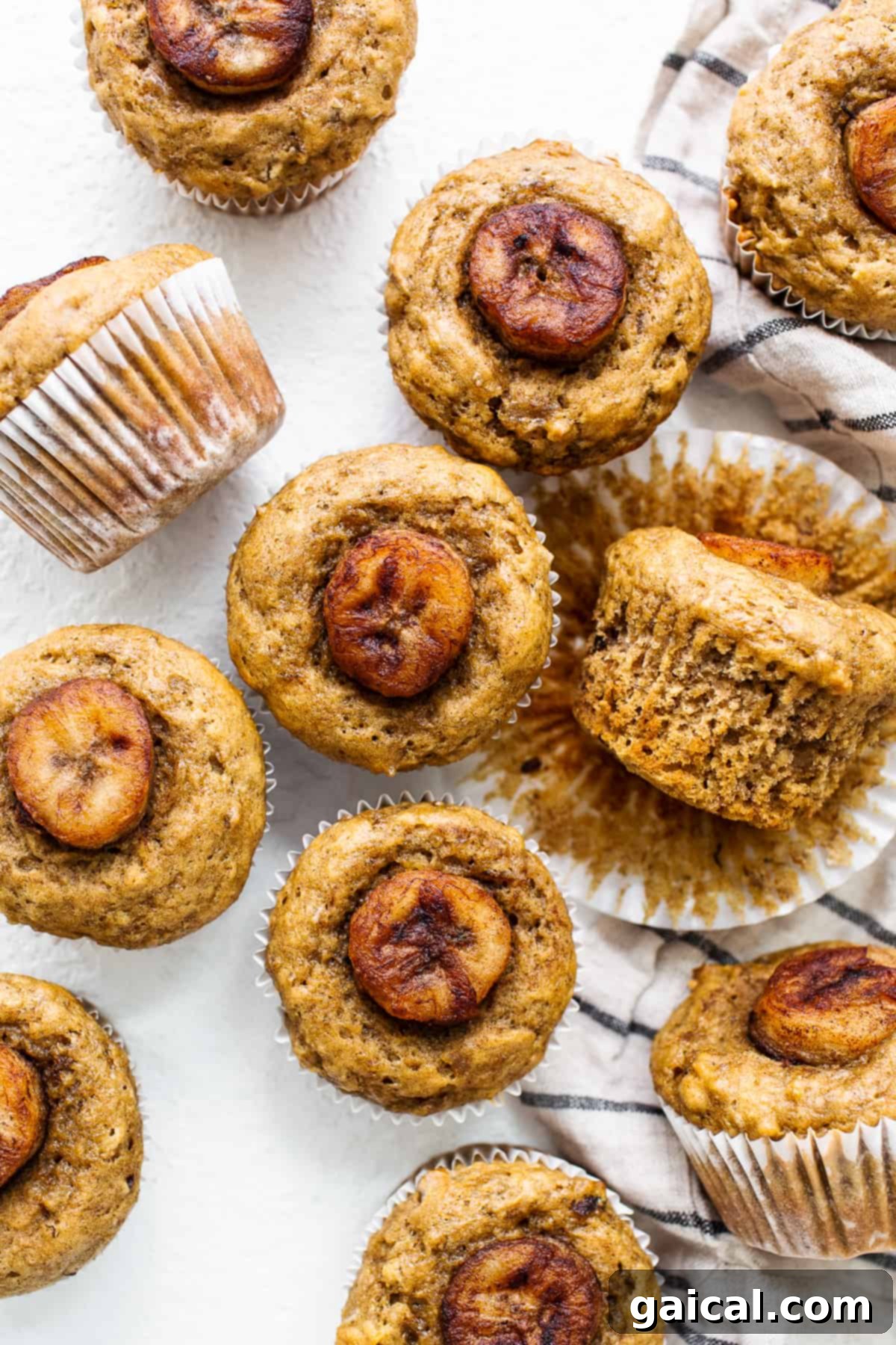 A stack of Bananas Foster muffins, ready for serving or storage