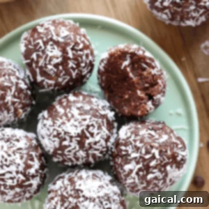 Chocolate Coconut Energy Balls on a Plate