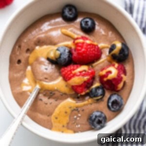 Blended chia seed pudding in a bowl.