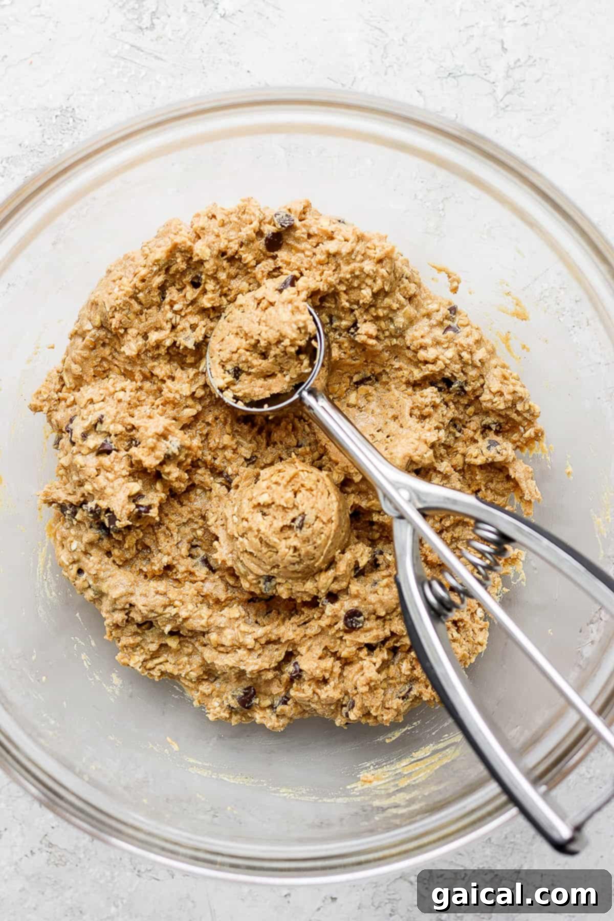 Ingredients for Collagen Cookie Dough cookie dough in bowl.