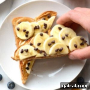A slice of perfect peanut butter banana toast