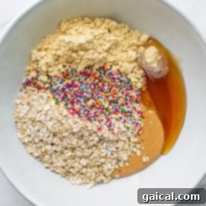 Protein cake pop ingredients in a bowl.