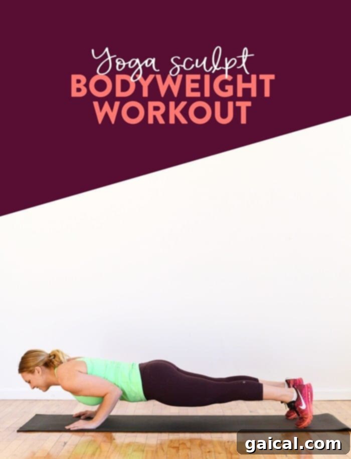 This yoga sculpt workout combines some of my favorite yoga moves with cardio for a full-body, bodyweight burn. I hope you love it!