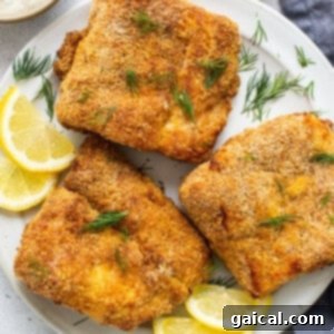 Crispy Air Fryer Fish Tacos 4 Air fryer fish on a plate.