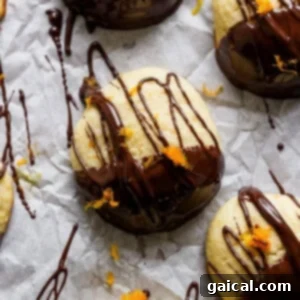A delightful arrangement of chocolate orange ricotta cookies, fully set with chocolate and garnished with orange zest, ready to be served.