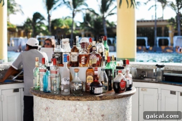 A well-stocked bar at Iberostar Grand Hotel Paraíso, featuring a wide selection of spirits and a friendly bartender.