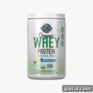 Organic whey protein powder.