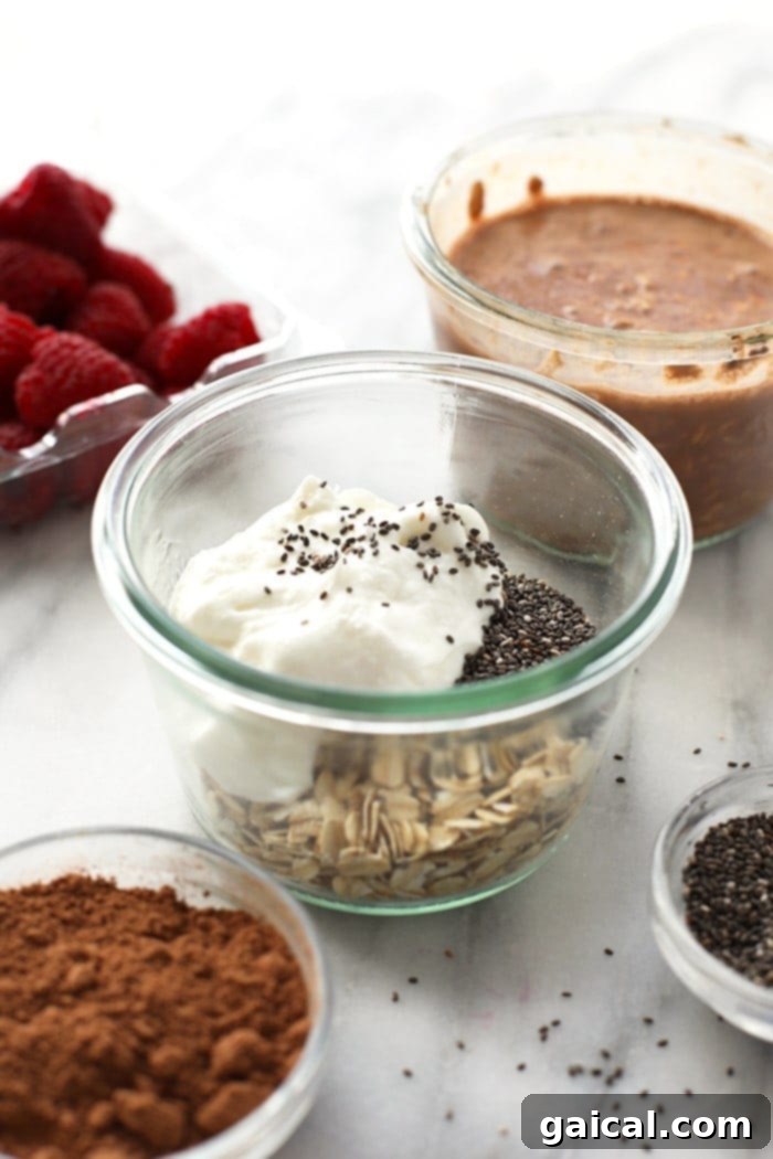 Raspberry Ripple Chocolate Overnight Oats 4 Nothing like cheesecake for breakfast. This Chocolate Raspberry Cheesecake Overnight Oatmeal recipe is prepped in less than 5 minutes so that you can have a healthy breakfast ready to go in seconds in the AM.