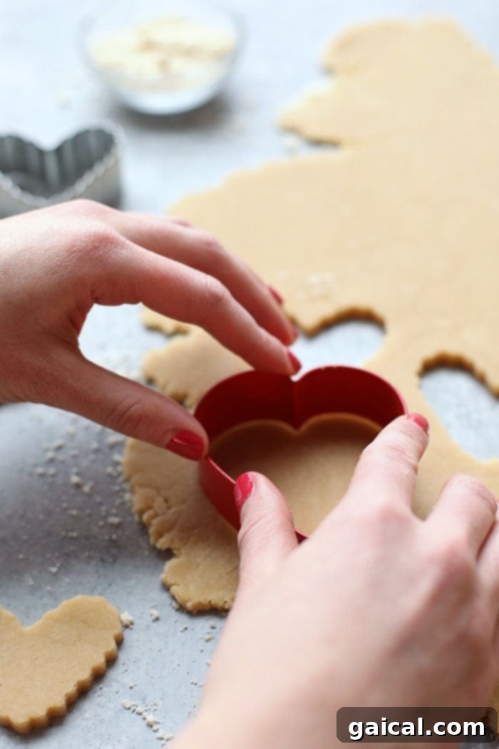 These healthy gluten free cookies are made with almond meal and honey for a grain-free, paleo-friendly sugar cookie! Make a batch today! Cutting out healthy sugar cookies with various shapes
