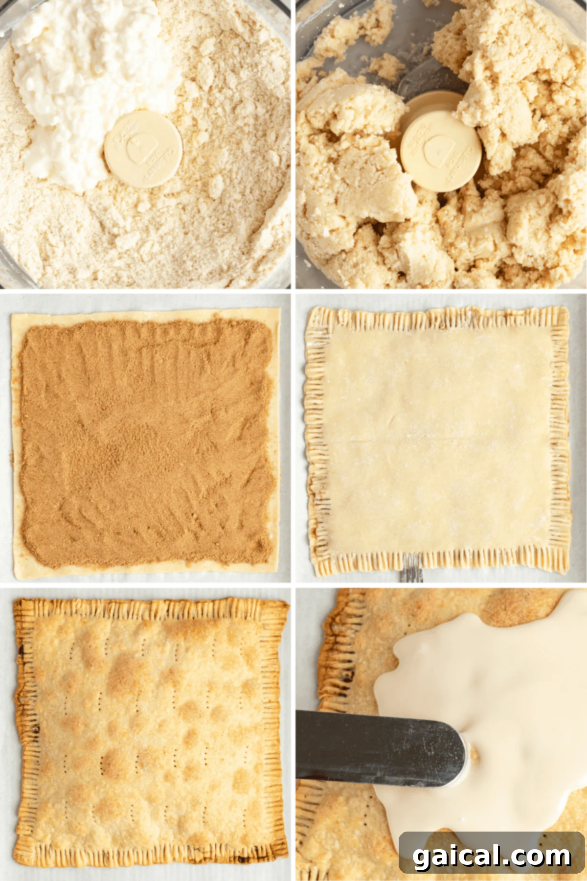 Fueling Frosted Pastries 5 A step-by-step visual guide showing the process of making Pop Tarts, from dough preparation to baking and frosting.