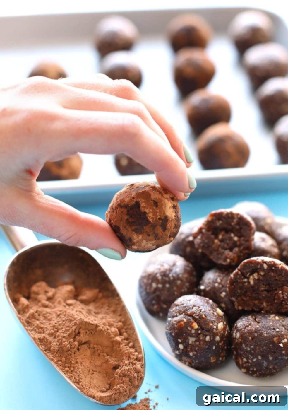 Peanut Butter Brownie Energy Bites 4 These healthy peanut butter brownie balls are the energy ball of all energy balls. They're packed with protein and fiber and pretty much taste like dessert!