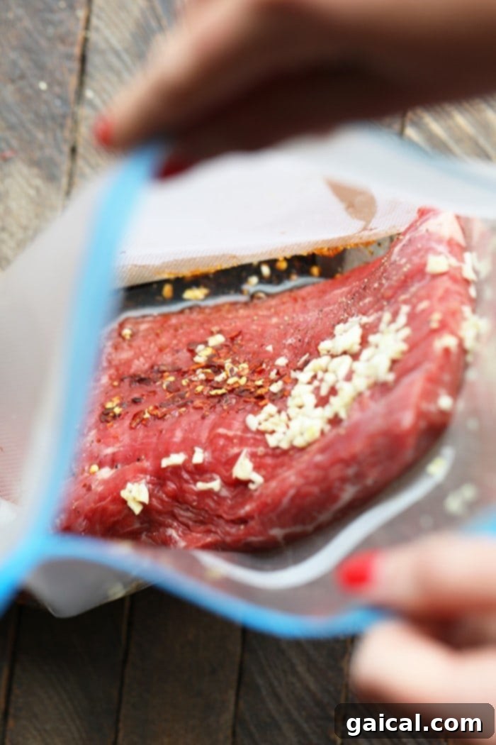 Serve tender Mongolian Sous Vide Flank Steak as a healthy, impressive meal. Healthy Mongolian Beef prepared with sous vide method, ideal for dinner parties or meal prep.