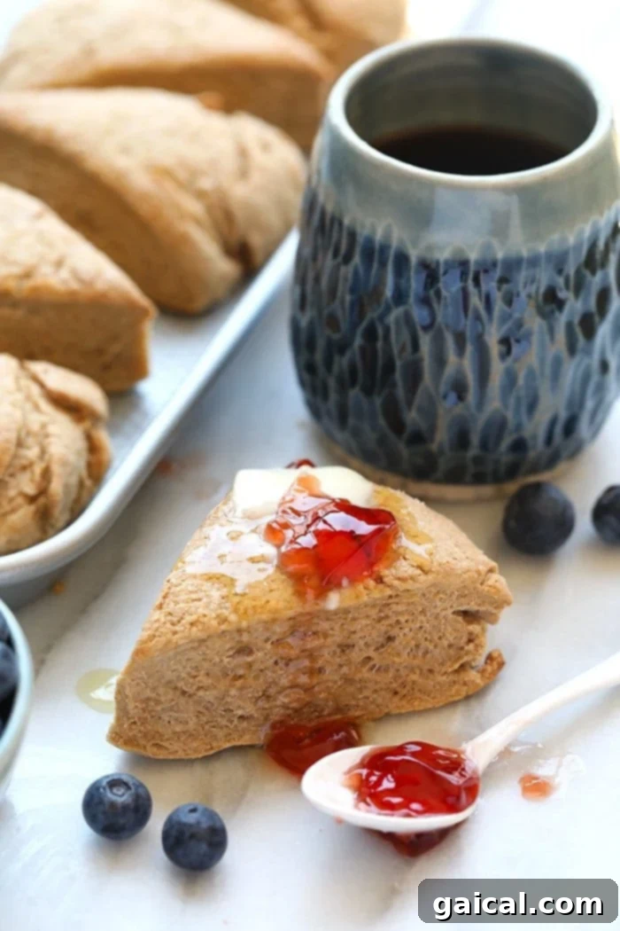 Rustic Whole Wheat Scones 2 Honey Whole Wheat Scones, a perfect base recipe from Love Real Food Cookbook, made with white whole wheat flour, honey, and full-fat coconut milk for a moist, tender texture without oil.