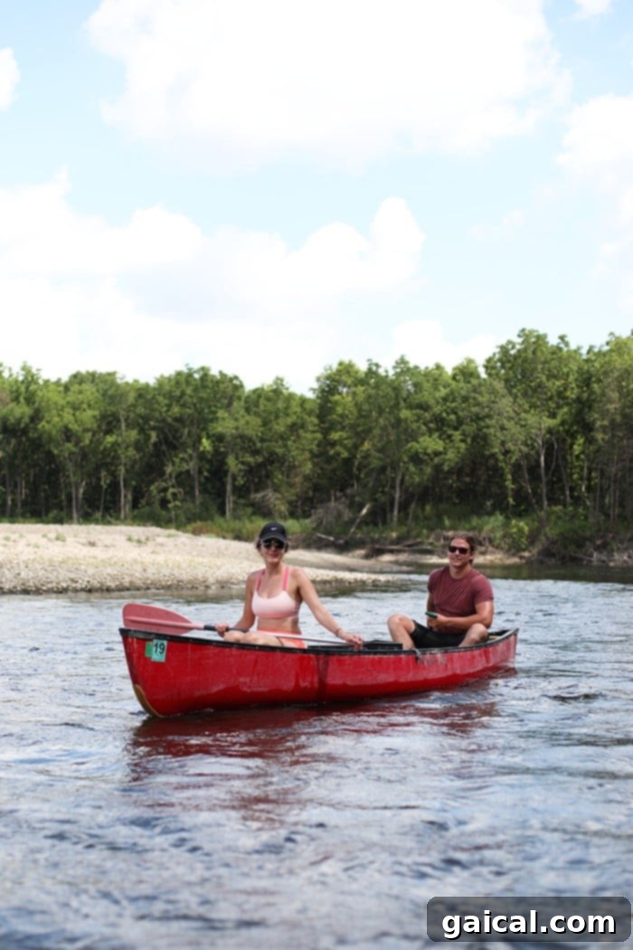 Paddle Cannon River and Savor Red Barn Pizza: Minnesota's Perfect Pairing 6 Scenic view of the Cannon River from a canoe, surrounded by lush trees.
