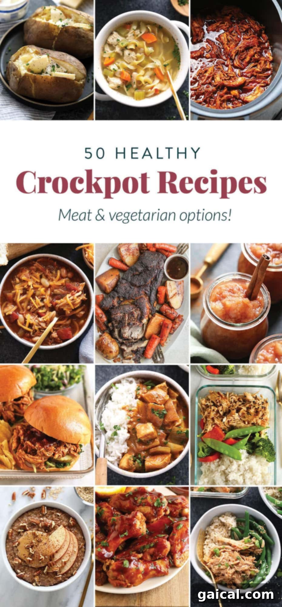 Crockpot season is here and it's time to start making all of your favorite healthy slow crockpot recipes! A vibrant assortment of healthy crockpot recipes displayed, showcasing colorful ingredients and inviting textures, perfect for easy meal planning.