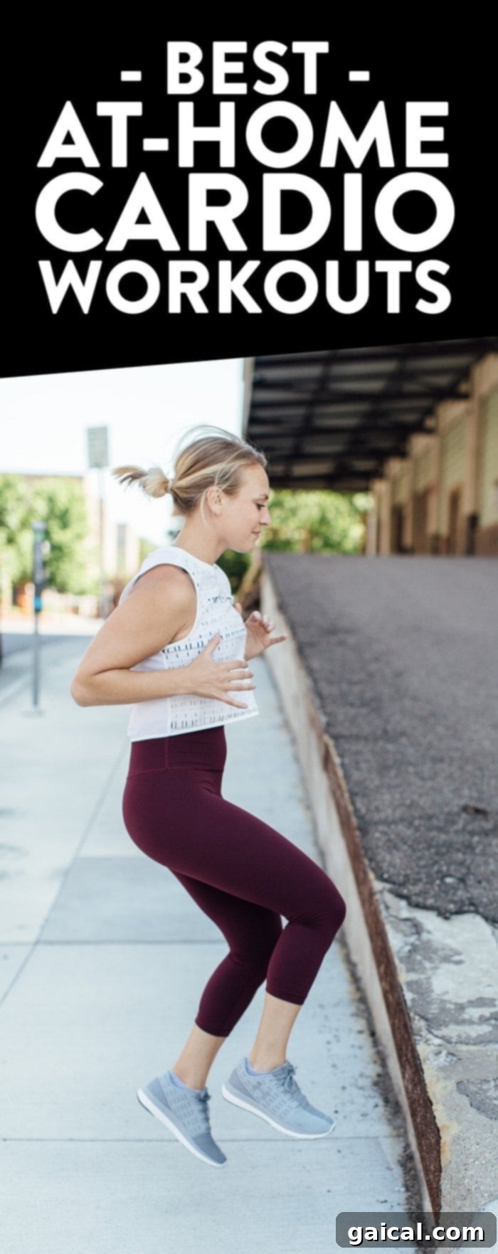 Dynamic woman engaged in an intense at-home cardio workout, boosting mood and cardiovascular strength.