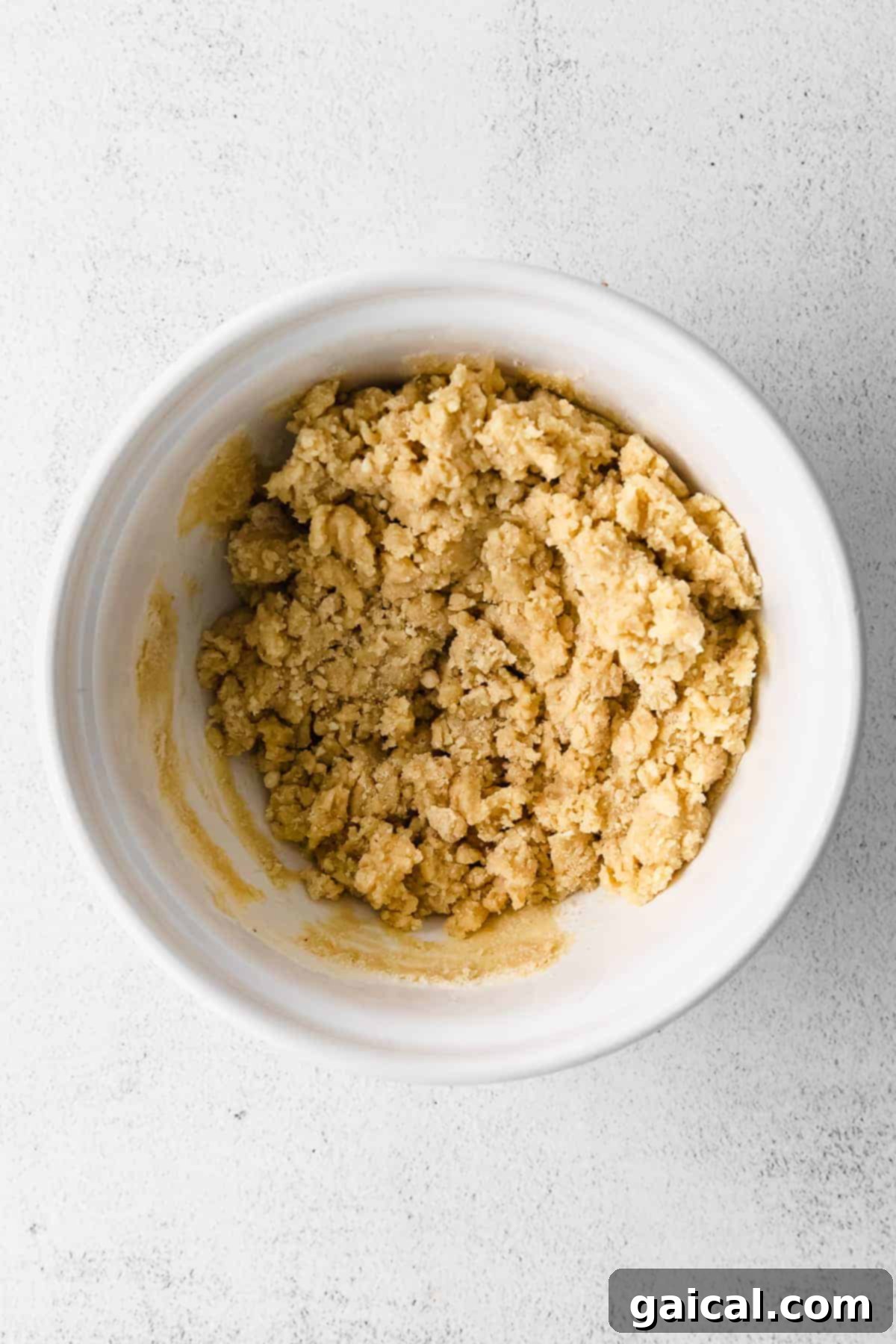 Perfectly Mixed Almond Flour Cookie Dough Smooth, pliable almond flour sugar cookie dough in a mixing bowl, ready for chilling and rolling.