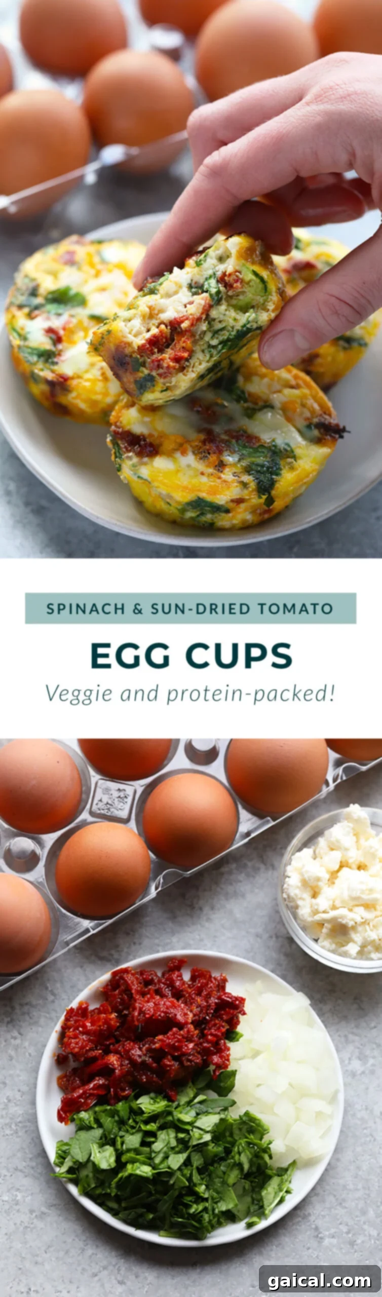 A hand presenting a plate of golden Mediterranean egg cups, garnished with fresh herbs.