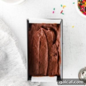 A box of firm chocolate ice cream, topped with colourful sprinkles and accompanied by a spoon, perfectly set and ready for scooping and serving.