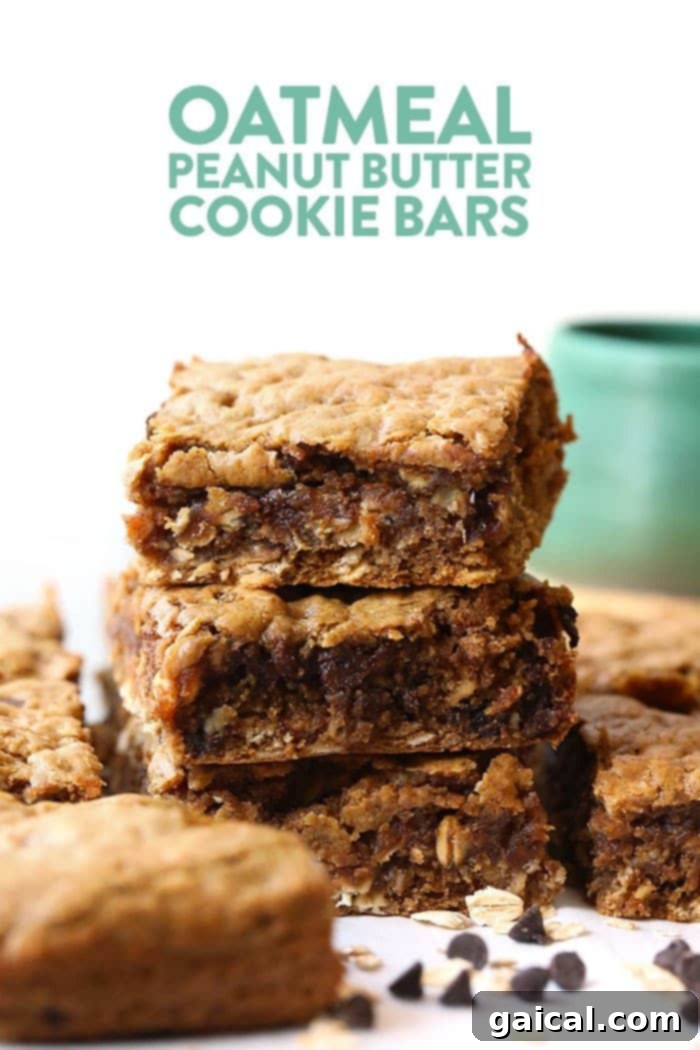 Healthy Oatmeal Peanut Butter Cookie Bars with natural ingredients Gooey Oatmeal Peanut Butter Cookie Bars