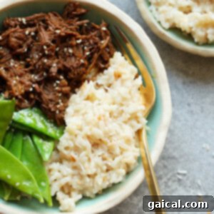 Finished Instant Pot coconut rice in a serving bowl.