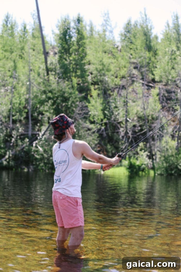 Relaxing Shore Fishing in the Boundary Waters Fishing from the shore of a serene BWCA lake