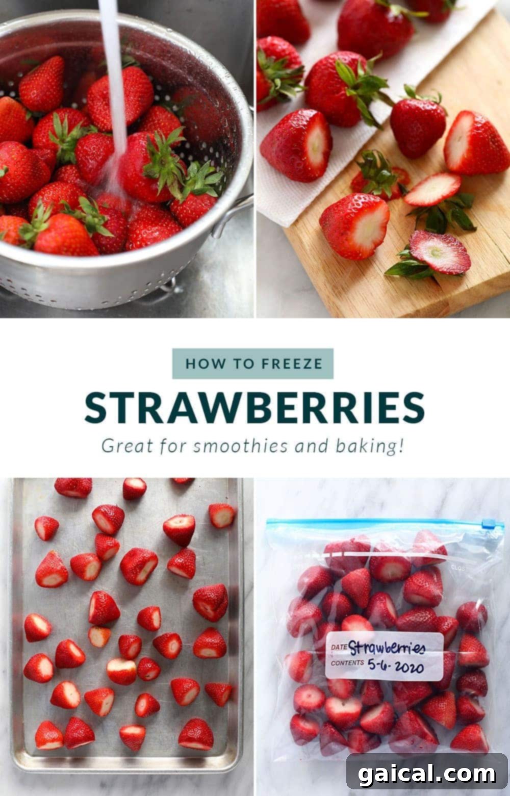 Freezing Strawberries Step-by-Step Step-by-step process for freezing fresh strawberries