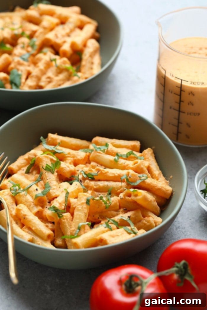 53 Game-Changing Plant-Based Recipes 31 Creamy Tomato Basil Vegan Pasta with cashew sauce.