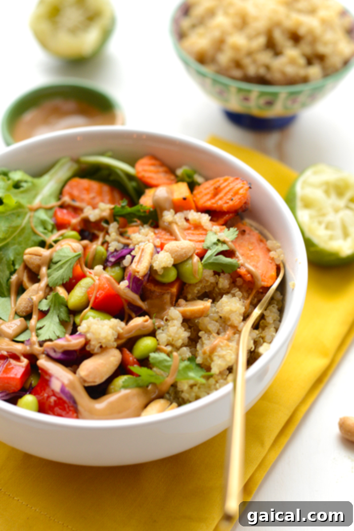 53 Game-Changing Plant-Based Recipes 36 Healthy Thai Coconut Quinoa Bowls for meal prep.