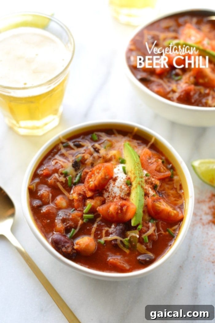 53 Game-Changing Plant-Based Recipes 44 Vegetarian Beer Chili, a flavorful and hearty vegan dish.