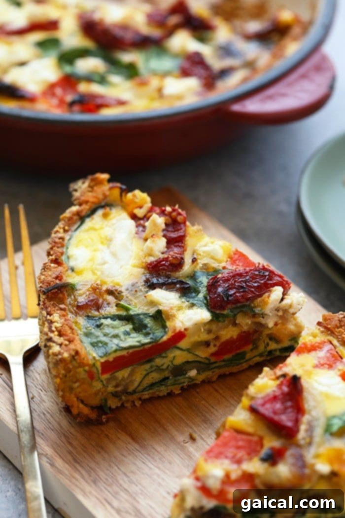 53 Game-Changing Plant-Based Recipes 6 Gluten-free sweet potato crust quiche filled with vegetables.