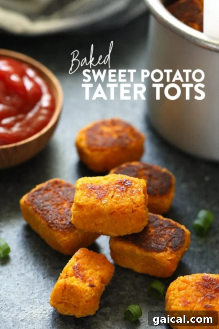 These Baked Sweet Potato Tater Tots are a great vegan side dish option for the week! Stacked fresh sweet potatoes on a kitchen counter, ready for preparation.