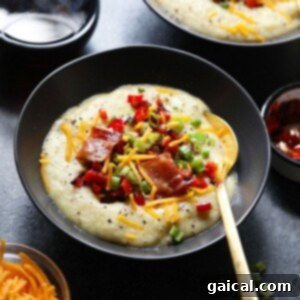 cauliflower potato soup in a bowl