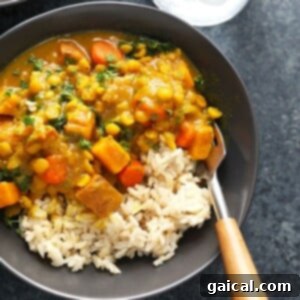 Instant Pot Sweet Potato, Lentil & Kale Curry