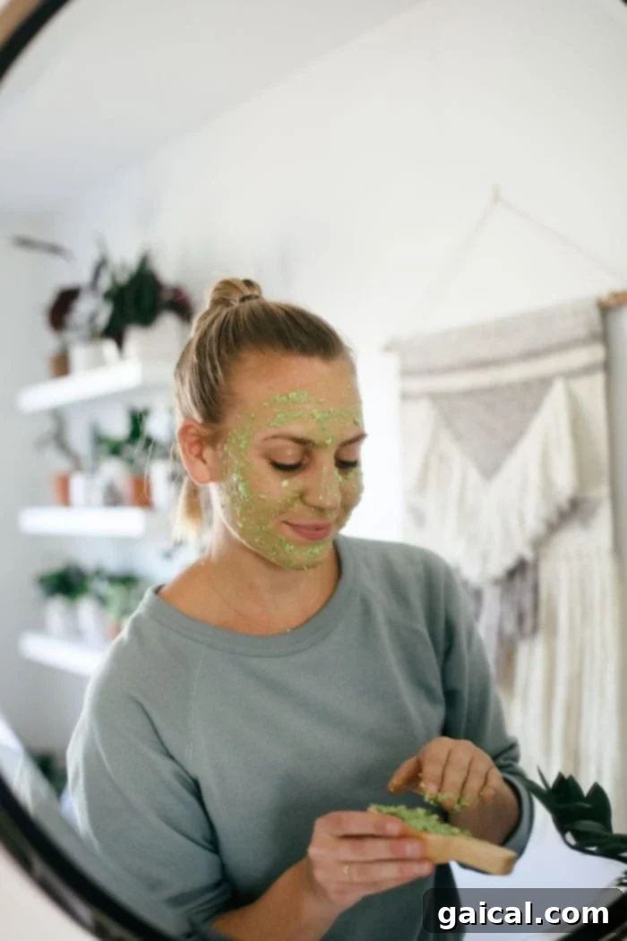 Rejuvenating Face Mask Application Applying Homemade Face Mask