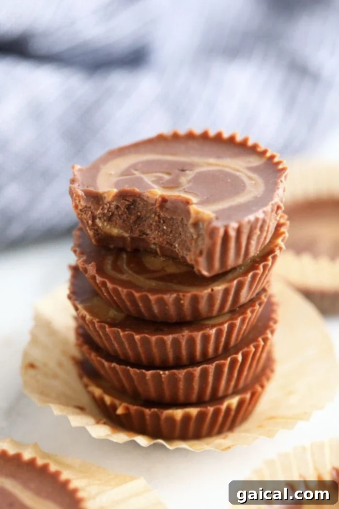 Chocolate Peanut Butter Keto Energy Bites 2 Stacked Chocolate Peanut Butter Fat Bombs showcasing their rich texture