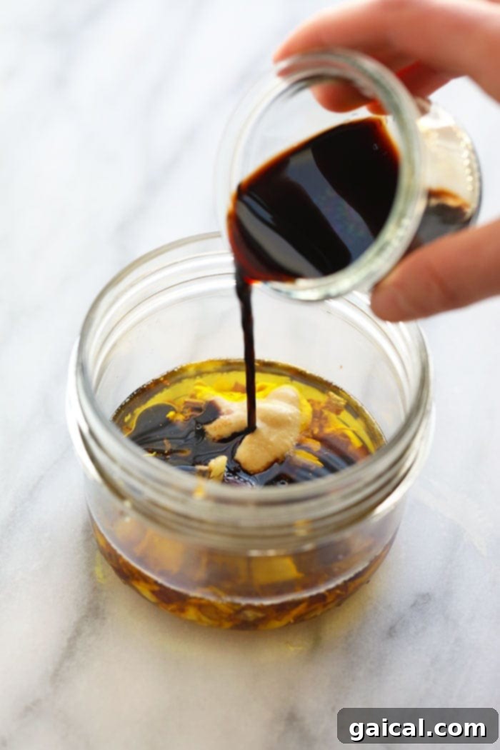 Freshly Prepared Balsamic Vinaigrette Homemade Balsamic Vinaigrette Dressing in a Mason Jar