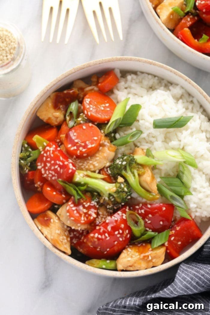 Chicken teriyaki and white rice in a bowl